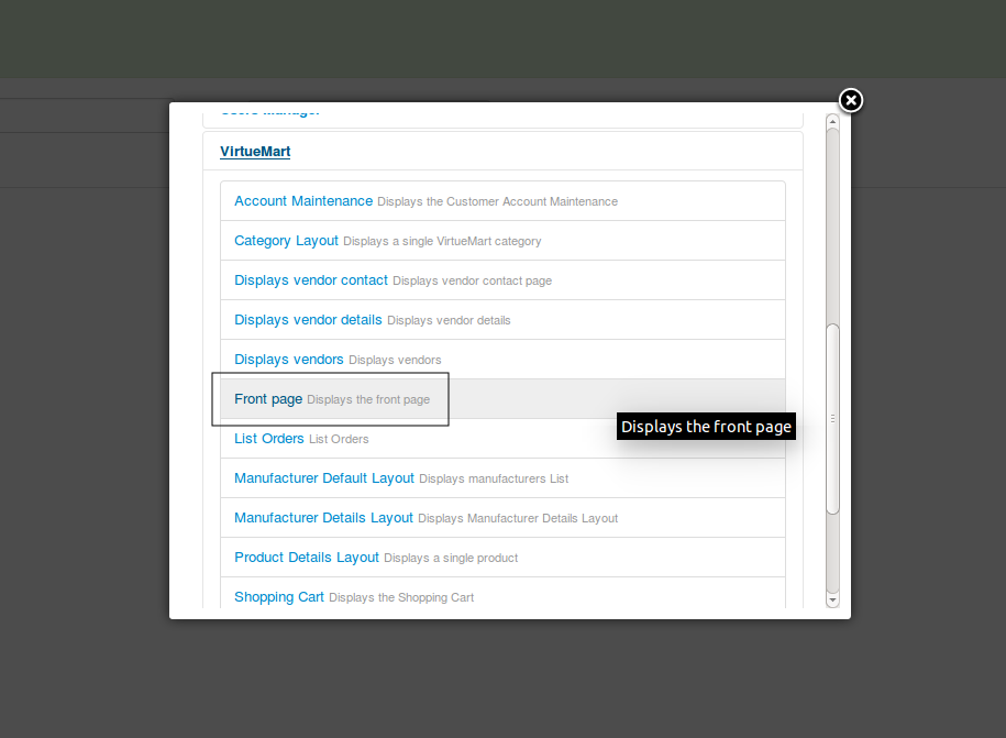 short menu api configuration