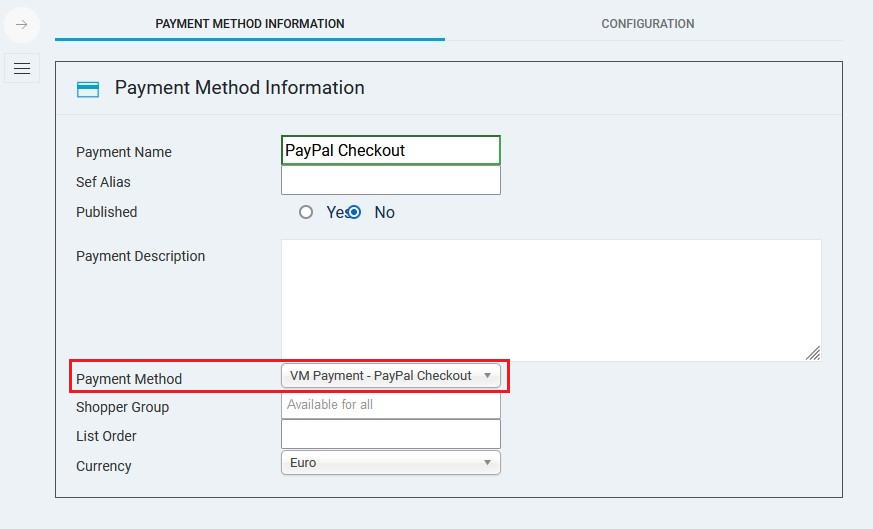 create a new PayPal payment method